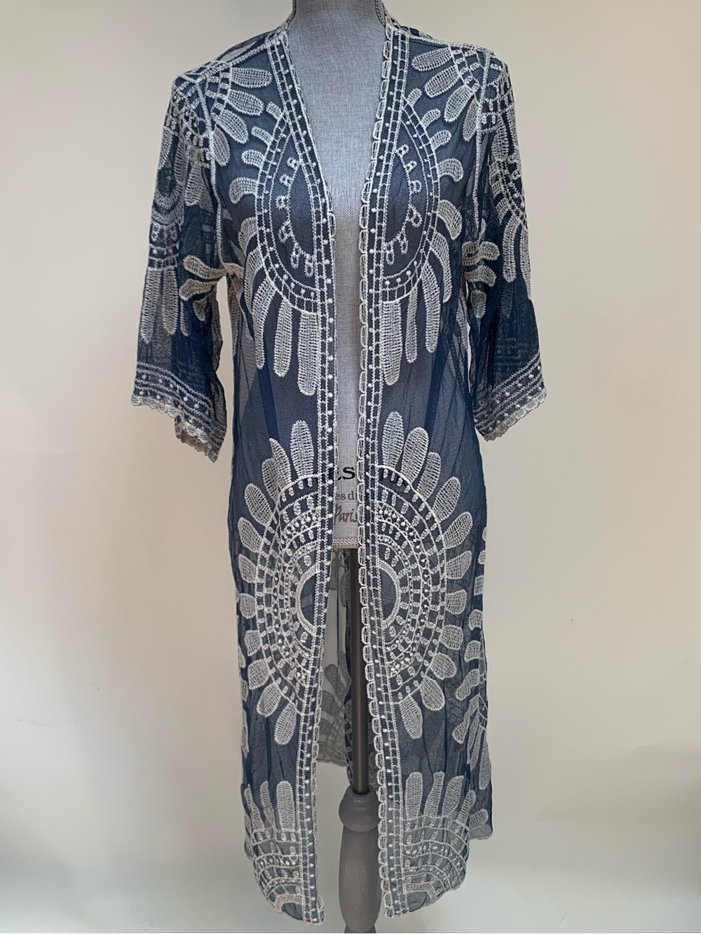 Rebellion Again Lace Kimono Blue Embroidered Boho Duster Festival Fairy S Cover
